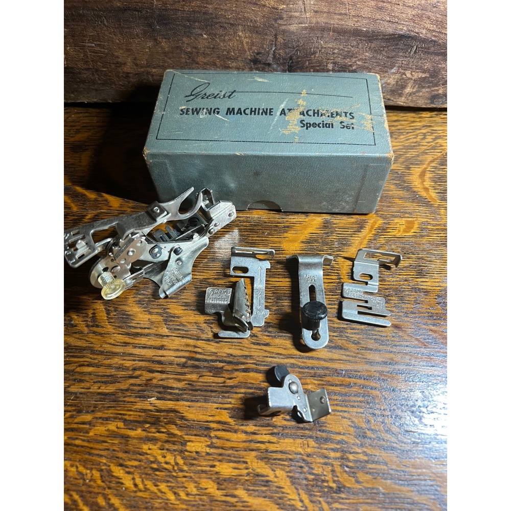 Vintage Greist Sewing Machine Attachments Special Set Ruffler Binder USA Made